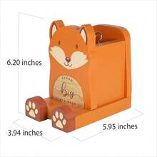 I'm Solid Wood Multipurpose Eyeglass Phone Pen & Pencil Holder Stand Stationery Desk Box Organizer Accessories Decor, Cute Home Office Desktop Decoration Birthday Graduation Gifts Fox Gifts (Fox) - Fox - 查看 3