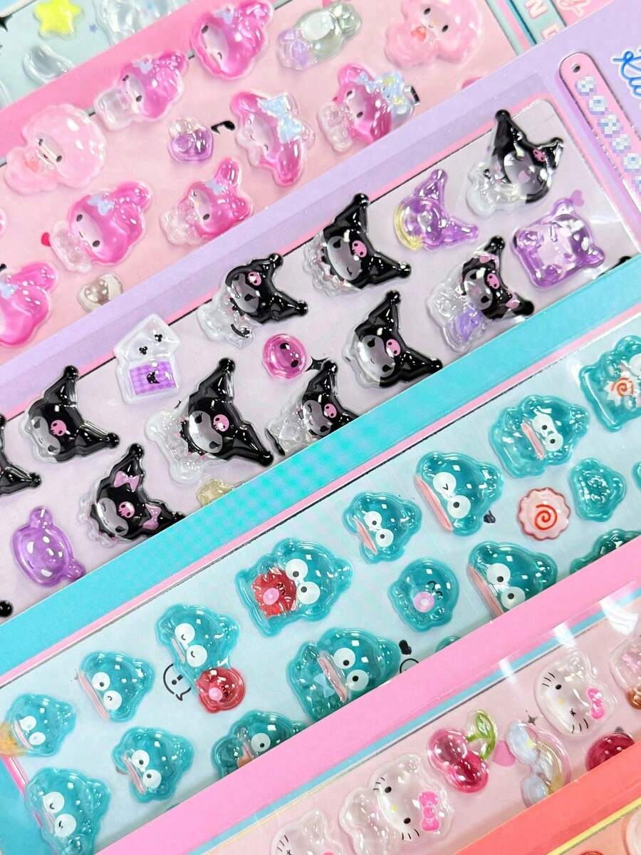 Gukha，Y2K，晶莹剔透，可重复使用/自粘，美观/甜美少女风/极简主义/蝴蝶/动物图案，手机贴纸，笔记本贴纸，水瓶贴纸，汽车贴纸，DIY手账贴纸 - 彩色 - 查看 1