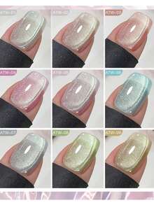 12毫升容量，2025秋冬新款女士圣诞礼盒套装，包含7种颜色：月光极光紫、金、黄、紫棕色底色，搭配彩色玻璃珠、水晶石和猫眼造型凝胶指甲油。适合所有季节美甲，需搭配底油和亮油使用，并需使用UV灯固化。植物基凝胶指甲油套装，适合初学者，可用于居家、办公、通勤、约会等各种场合。畅销沙龙级品质，持久28天。 - 彩色 - 查看 40