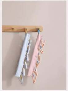 1pc Portable Foldable Clothes Hanger With 6 Clips - Space-Saving Drying Rack For Socks, Underwear And Delicate Clothes, Made Of Durable Plastic, Compact Collapsible Clip Hanger Organizer Suitable For Home, Apartment, Dorm, RV, Camping, Beach, Gym And Business Travel, Quick-Drying Breathable Design For Small Loads, Essential Laundry Accessory And Ideal Gift, Easy To Hang And Store - Multicolor - View 4