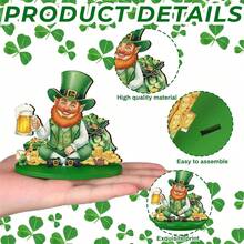 Juego de 12 bandejas escalonadas con diseño de trébol de madera y arcoíris para decoración irlandesa, ideal para fiestas navideñas en casas de campo. - Verde claro - Ver 4