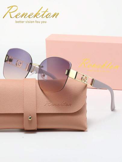 RENEKTON 时尚女士太阳镜，偏光渐变镂空砖纹猫眼金属太阳镜，采用TAC材质，轻便舒适，适合驾驶、户外活动、派对、优雅场合、摄影、旅行、休闲等，是送给女性的理想礼物（生日、情人节、夏季、婚礼、斋月），日常及特殊场合皆宜，时尚镜框，佩戴舒适，简约百搭，是馈赠佳品，高端品牌节日礼品精品太阳镜，夏季套装，礼盒套装，教师节、世界杯等节日礼物之选。