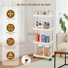 Carrito Organizador, Carrito Auxiliar de 4 Niveles, Organizador con Ruedas con 4 Cestas Colgantes, Organizador para Sala, Cocina, Oficina,Baño (4 Niveles) - por defecto - Ver 3