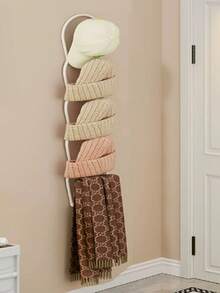 5pcs Wall Mounted Hat & Accessory Storage Rack - Multi-Function Hook Design, Space-Saving Stackable Organizer For Hats, Coats, Towels - Durable Plastic Over-The-Door Organizer For Closet, Bathroom, Entryway - Easy Installation, Modern Style - Multicolor - View 3