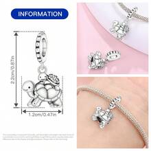 CYMYSS 1pc Adorable Animal Mother & Child Theme Copper Plated Silver Beaded Pendant, Inlaid With Artificial Zirconia, Delicate Details Decor, Parent-Child Style Bracelet Accessory, Suitable For Women, Mother's Day/Birthday/Anniversary Gift - Multicolor - View 4