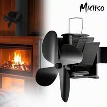 Ventilador magnético para estufa MICHSO, alimentado por calor, para chimeneas y tubos, distribución eficiente del calor en el hogar - Negro - Ver 2
