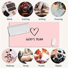 1 Large Gaming Mouse Pad With Pink Heart Minimalist Art Design, Non-Slip Washable Rubber Base, Extra-Large Desk Mat For Office Accessories, Computer Decor, Stain-Resistant Gaming Mouse Pad, Ideal Gift For Gamers - Extended Desk Mat, Stylish Office - Pink - View 4