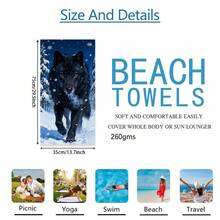 1pc Snow Wolf Beach Towel, Super Soft Microfiber Extra Large Beach Blanket, Super Absorbent Bath Towel, Suitable For Travel, Swimming Pool, Diving, Surfing, Yoga, Camping, Available In Multiple Sizes, Beach Accessories For Beach, Pool, Travel, Camping, Yoga - Multicolor - View 18