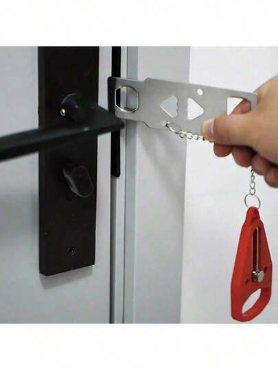 1pc Portable Travel Door Lock, Extra Reinforcement, More Secure For Travel And Hotel Stays, Provides Additional Privacy And Security. Portable Door Lock, Home Security Door Lock, Travel Lock, Enhances Privacy And Protection, Suitable For Travel, Hotels, Homes, Apartments, Universities, And More.