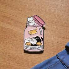 Broche redondo de gato pequeño y lindo, serie de animales de dibujos animados, broche de gato con botón de silicona en la parte posterior, adecuado para mochilas, bolsos, camisas multifuncionales, accesorios de ropa, decoraciones geniales e interesantes, regalos ideales y los mejores regalos para familiares y amigos - Multicolor - Ver 8