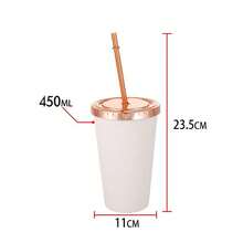1 pieza de vaso con pajita, ligero, resistente a caídas, fácil de transportar, hermético y anti-derrame, ideal para beber agua en la vida diaria, actividades al aire libre, entrenamiento físico y uso doméstico, con múltiples diseños y especificaciones a elegir, además puede servir como decoración de mesa, perfecto para regalar en fiestas, cumpleaños y reuniones. - 104305 Blanco - Ver 2