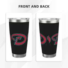 304 Stainless Steel Double Silver Edge Vacuum Insulated Drum 340g - Reusable Travel Cup With Stainless Steel Straw - This Is A Stainless Steel Water Cup About The Arizona Baseball Diamondbacks  Theme - Leak Proof, Sweat Proof, Can Maintain Hot And Cold Temperatures For Hours, Frees Of Bisphenol A, Suitable For Car Cup Holders, Very Suitable For Match Days, Sports Events, Commuting, Office Rest And Outdoor Activities, Durable Double Wall Structure Fashionable Fan Gift - Silver - View 2