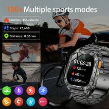 KENPANG 2026 New Men's Outdoor Sports Smart Watch 1400mAh Ultra Large Battery 2.01" HD AMOLED Full Touch Red Light Flashing SOS LED Flashlight 100+ Sports Modes Bluetooth Call Voice Assistant Fitness Tracker Compatible With IOS & Android - Multicolor - View 7