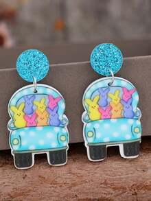 1 Pair Cute Easter Bunny Car Acrylic Earrings, Easter Gift For Women - Multicolor - View 2