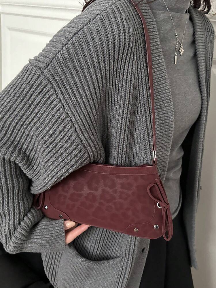 Wholesale Cross-Border Fashion Patchwork Baguette Bag, Women's 2026 Summer New Leopard Print Shoulder Bag, Casual Versatile Underarm Bag - Multicolor - View 5