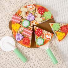Kids Wooden Large Realistic Pizza DIY Pizza Cutting Play Set, Suitable As Birthday Gift Or Children's Day Gift For Boys And Girls - Multicolor - View 9