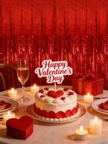 1/2 Piece Shiny Red Foil Curtain Backdrop, Merry Christmas Home Decor, Room Decor, Wall Background Decor, Party Gift, Baby Shower, Birthday Party Decor, 2026 Graduation Decor, Birthday Decor, Wedding Decor, Valentine's Day Decor, Birthday Party Photography Props, Valentine's Day Party Supplies, Mother's Day Party Decor - Bright Red - View 4