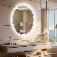 CYPNWisfor Espejo Baño Led Ovalado: Espejo Baño Pared con Luz Led Integrada 50x70 cm Espejo Moderno Antivaho Inteligente Retroiluminado 3 Colores de Luz Regulable Interruptor Tactil para Tocador LavavoFashion - 219768955 - Ver 3