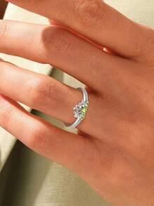 Wrist Story 1Pc Fashion High-End Exquisite Luxury Diamond Ring, Emerald Flower Shaped Diamond Ring, Wedding Ring, Engagement Ring, Suitable As A Beautiful Gift To Witness Love - Nhẫn vương miện đá xanh - Xem 2