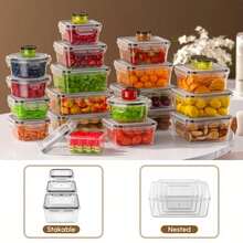 GHQ 40-Piece Set With Airtight Lids Lunchbox Combo, Food Storage Containers, Leak-Proof Leftovers Container, Stackable Freezer/Microwave/Dishwasher Lunchboxes (20 Rectangular + Round + 20 Lids) - 40件組加厚PP套裝(20個盒子+20個蓋子) - 查看 4