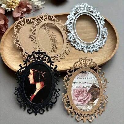 1 pieza Plantilla de corte de marco con aspecto de encaje vintage - Elegante para scrapbooking, bodas, tarjetas de cumpleaños, San Valentín - Compatible con máquinas de corte (Silhouette) - Estructura de acero al carbono duradera, adecuada para scrapbooks, invitaciones, regalos