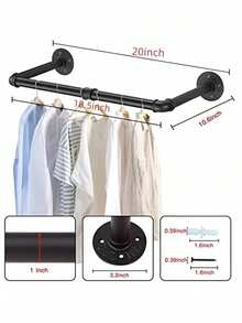 2个92厘米工业风管道衣架，金属材质，壁挂式，适用于卧室、衣柜、厨房、浴室，黑色，适合家居装饰、秋季装饰、卧室装饰 - 彩色 - 查看 14