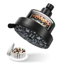 CYPNCabezal de Ducha Filtrada VMASSTONE para Agua Dura - Filtro de 20 Etapas 7 Modos de Rociado Lluvia Suave 2 Modos de Pausa para Ahorrar Agua - Protege Pelo y Piel (FM-002 Cromado)Fashion - Negro mate - Ver 9