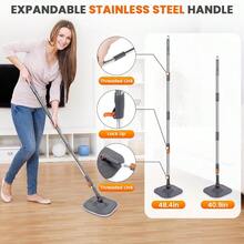 Mop And Bucket Set,Spin Mop And Bucket Set With Separate Dirty And Clean Water,2 Replaceable Mop Pads,Deep-Cleaning Mops For Floors, Versatile Mops For Walls - Bộ lau nhà kèm 2 miếng lau. - Xem 5