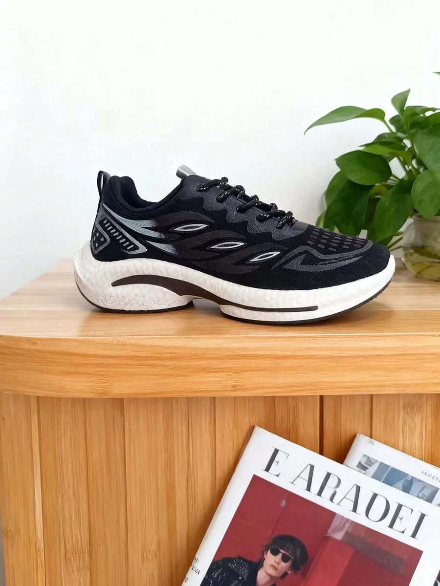 男士秋冬新款防水、柔韧、科技感十足的黑色皮革抓绒内衬EVA软底运动鞋 - 黑色 - 查看 1