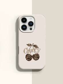 1pc Cherry Pattern, Large Hole Liquid Beige Anti-Drop Silicone Phone Case, Suitable As Holiday Gift, Compatible With Apple Xs/Xsmax/Xr/11 12 13 14 15 16pro/Promax/14 15 16plus/17, Unisex - Multicolor - View 1