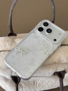 闪亮粉末梦幻立体蝴蝶结手机壳，轻奢时尚个性化防摔保护壳，兼容苹果17/苹果17 Pro Max/苹果16 Pro Max/苹果15 Pro/苹果14/苹果13/12/11，适合作为圣诞礼物送给家人/朋友/姐妹/女友。 - 無色 - 查看 4