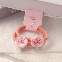 Cute Floral Hair Tie Set - Sweet Korean Style High Elastic Headband, Perfect For Ponytails, Hair Bands For Girls,  Hair Accessories - 790 Lily Pink Pair - Xem 9