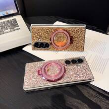 1pc Electroplated Rhinestone Glitter Liquid Quicksand Phone Case, Suitable For Samsung Galaxy Z Flip7, Galaxy Z Flip6, Galaxy Z Flip5, Compatible With Galaxy Z Flip7 FE, Galaxy Z Fold7, Z Fold6, Z Fold5, Z Fold4 - Multicolor - View 10