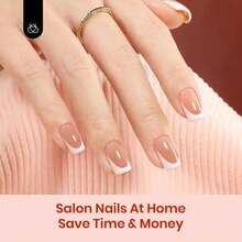 Beetles French Tips Press On Nails: 150 Pcs Pink Short Square Press On Nails Fake Nail Tips, Soft Gel Nail False Nails Art DIY Gifts For Women - Màu AA - Xem 3