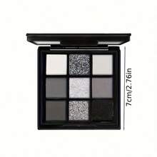 Black Grey Smoky Eyeshadow Palette, Matte Black White Gray Silver High Pigmented Smokey Eye Shadow, 9 Colors Long Lasting Shimmer Powder Makeup Palette For Goth Look - Eyeshadow - 查看 4