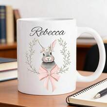 Customized Personalized Easter Mug: Rabbit Bow Design, Easter Gift, Personalized Name Cup, Romantic Easter Gift For Boyfriend, Girlfriend, Him, Her