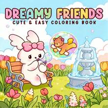 GDTME COZY FRIENDS: Adult And Teen Bold Simple Coloring Book, Great For Easter, Mother's Day, Father's Day, Music Festivals, Wedding Season And Birthday Gifts. Cute Patterns To Relieve Stress, Perfect For Friends Who Enjoy Coloring And Back-To-School Vibes (Color In Comfort). Sticker Book; School Supplies; Office Supplies; Stationery; Desk Accessories; Easter Gifts; Novelty; Soft Fun Toys. 7.9" X 7.9" - Warm Friends - View 13