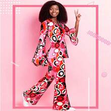 70s Retro Hippie Jewelry Set, Includes Necklace And Earrings, Vintage Style, Suitable For Girls And Women (Pattern Placement Random) (Glasses Not Included). Highly Personalized Sexy Style, Holiday Attire, Holiday Gift, Outdoor Wear, Party Outfit, Elegant Attire, Floral Pattern, Mature Women's Clothing, Halloween Party Costume. - Multicolor - View 14