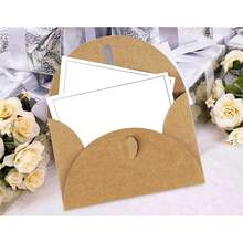 40 Pack Mini Envelopes With Heart Shaped Clasp, Small Kraft Paper Envelopes With Love You Card Cards With Blank Cards For Business Card For Gift Cards Weddings Party Favors (4.1 X 2.8 Inch) - 棕色 - 查看 5