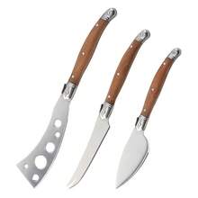 Juego de cuchillos de mantequilla Laguiole de acero inoxidable de 3 piezas, cortador de queso, rebanador de queso, accesorios de charcutería para fiestas, cuchillo con dientes - 3 piezas - Ver 9