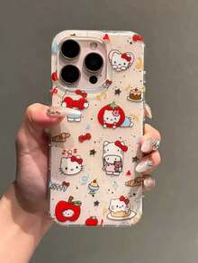 Sanrio Splatter Cake Cartoon Graffiti Hello Kitty Compatible With Apple 16, Cute Dual-Layer Protective Case Compatible With IPhone 17/15 Pro Max, New 14 Pro Max, 13 Pro, White Base, Shockproof Phone Cover - Multicolor - View 1