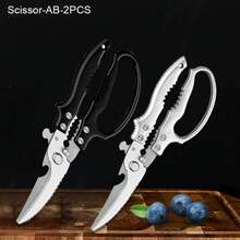 Tijeras de cocina WXCOO, tijeras para huesos de pollo, tijeras multifuncionales para carne, verduras y pescado, con antideslizante, tijeras especializadas para cocina - Tijeras de plata - Ver 11