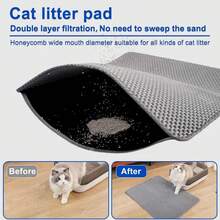 1pc Double Layer Cat Litter Mat, Washable Anti-Splash EVA Trapping Mat, Anti-Slip Scatter Control Box Mat