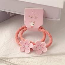 Cute Floral Hair Tie Set - Sweet Korean Style High Elastic Headband, Perfect For Ponytails, Hair Bands For Girls,  Hair Accessories - 790 Lily Pink Pair - Xem 6