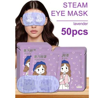 50pcs Lavender Scented Steam Eye Mask, Warm Compress Eye Mask, Self-Heating Sleep Eye Mask, Travel Essential, Disposable Eye Mask, Gentle Texture, Low Allergenicity, Suitable For All Skin Types, Suitable For School, Back To School, Travel, Home Use, Eye Mask, Sleep Eye Mask