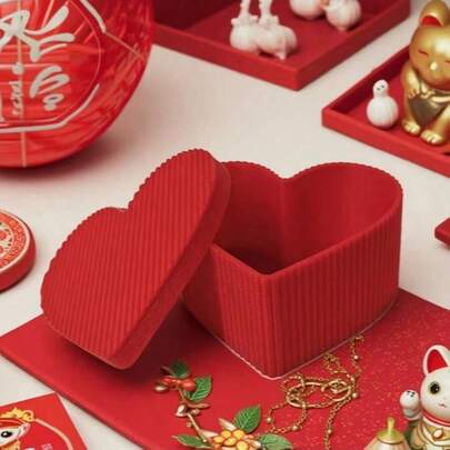 Red Heart-Shaped Covered Box, Romantic Jewelry Storage/Gift Box, Elegant Small Item Storage Box, Suitable For Valentine's Day Confession, Daily Grooming, Girlfriend/Best Friend Birthday Surprise, Wedding Favor, Can Store Earrings, Necklaces, Rings, Etc.