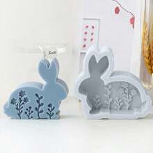 Easter Bunny Silicone Mold, Baking Mold For Candle, Mousse Cake, Chocolate, DIY Floral Rabbit Candle, Plaster, Resin Crafts - Multicolor - View 4