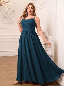 AOSHABABI Navy Blue Draped Chiffon Elegant Women's Evening Gown, Suitable For All Formal Occasions, Galas, Wedding Guests, Music Festivals, Holiday Parties, Graduation Dances, Cocktail Parties, Dates, Vacations, And Bridesmaid Dresses Spring Party - Navy Blue - View 4