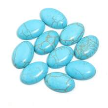 10 件/包天然椭圆形绿松石宝石凸圆形宝石，多种款式尺寸可选，复古风格 DIY 珠宝宝石，适用于项链、戒指、手链，适合手工点缀和镶嵌装饰