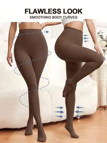 多色基础款连裤袜，轻度塑形，高弹力，适合日常通勤穿着。 - 彩色 - 查看 3